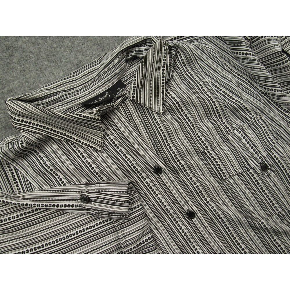 Maggie‎ Barnes Blouse Womens 2X 22/24 White Black Striped Flap Pockets Buttons